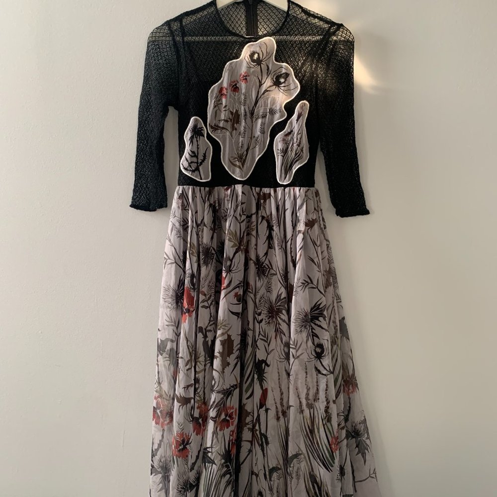 Elegant Lace top Dress with Gorgeous Print